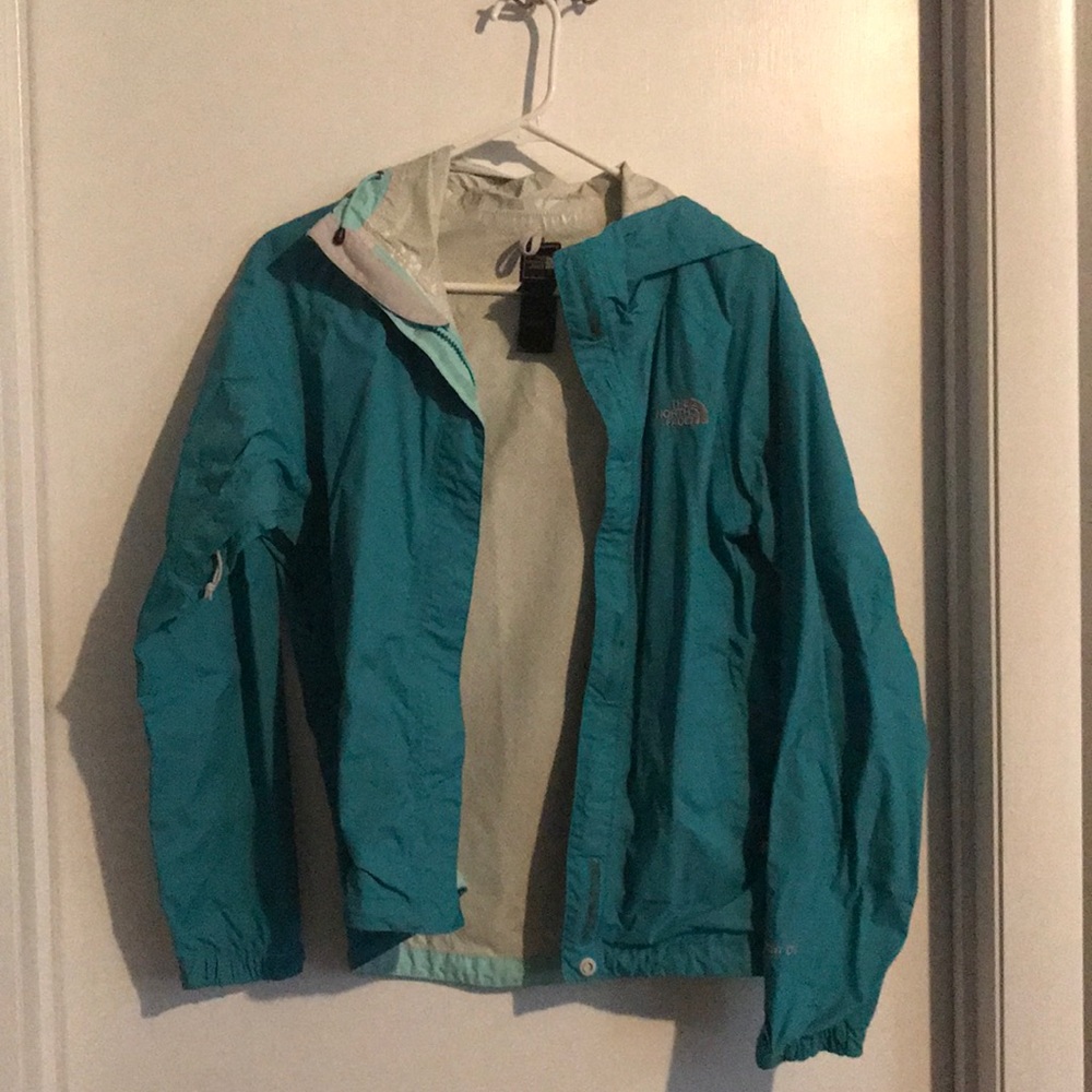 Teal North Face Rain Coat